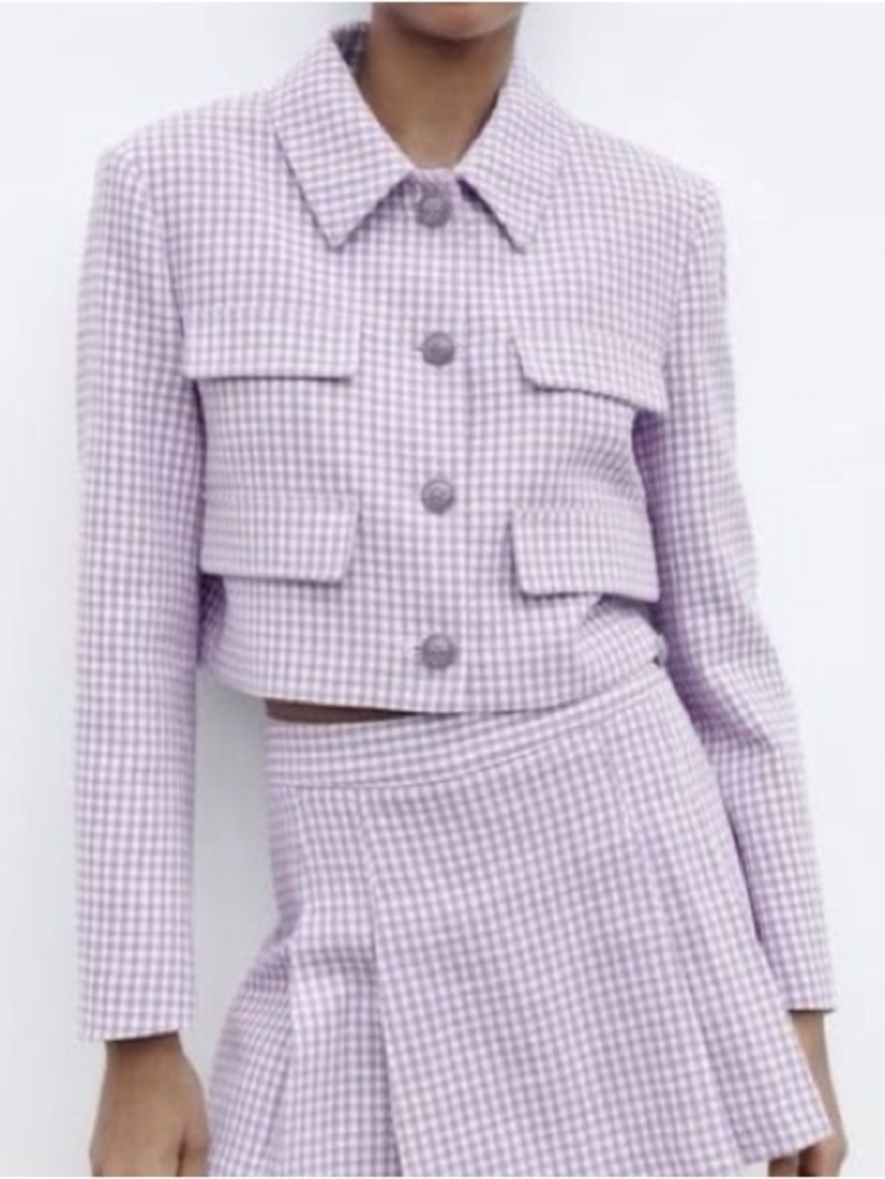 Zara Cropped Tweed Jacket Skort Set S/M NWT